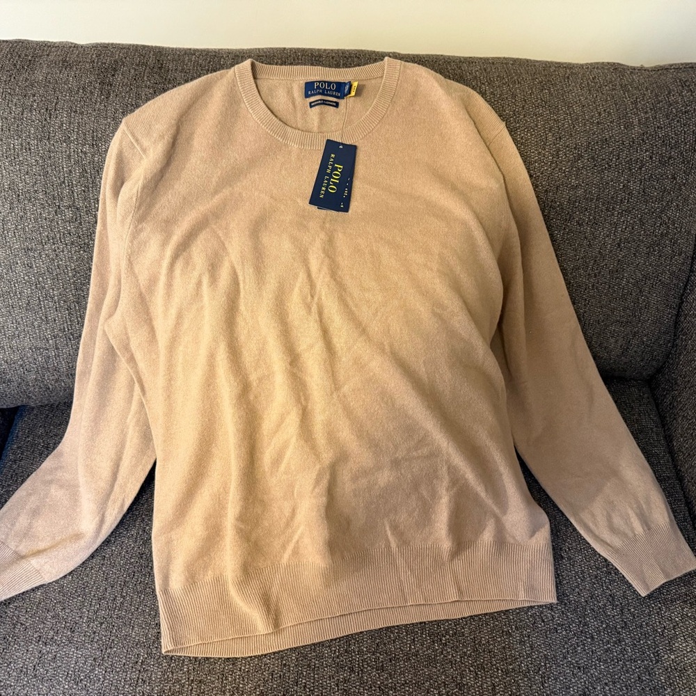 Ralph Lauren Beige 100% Washable Cashmere Sweater NWT